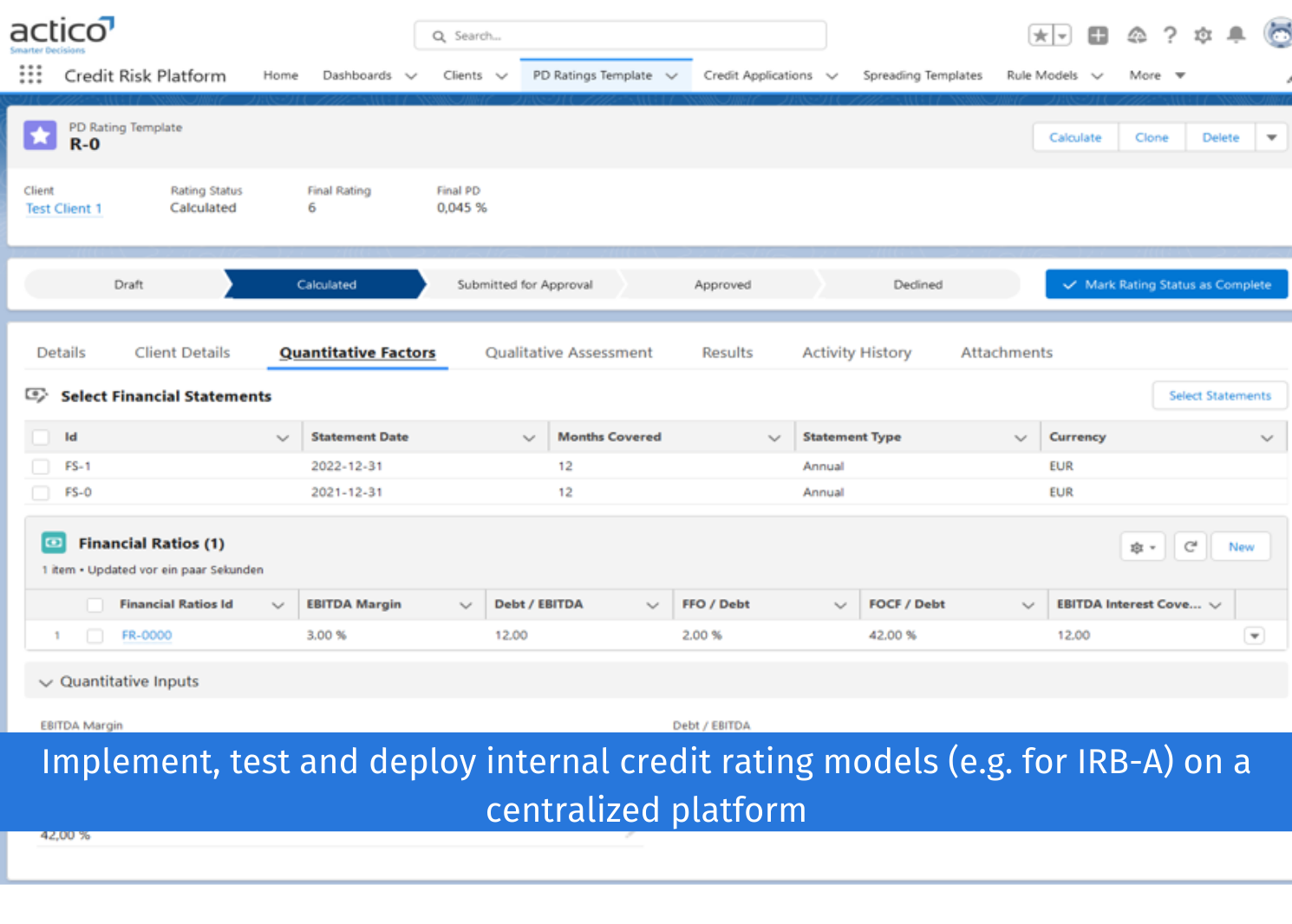 screenshot of ACTICO Credit Risk Platform